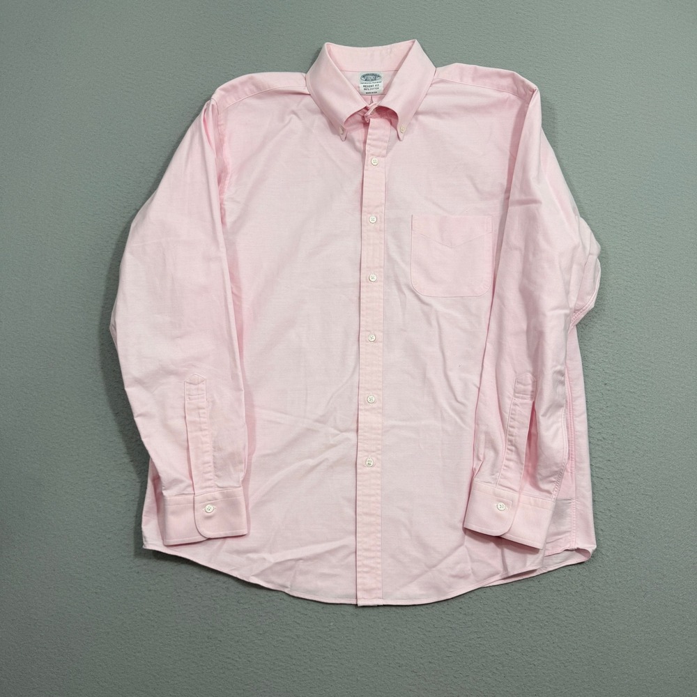 Brooks Brothers Button Down Shirt Mens 16.5-34 Pink Regent Fit Cotton Oxford USA